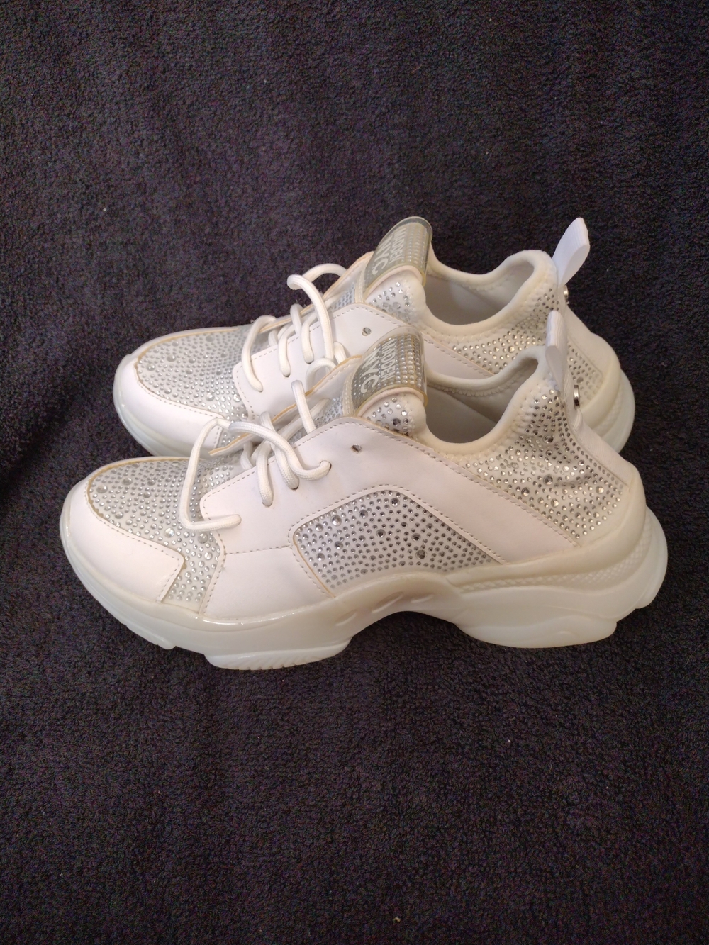 *NEVER WORN* Madden NYC Women’s White Rhinestone Chunky Sneakers